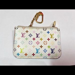 Louis Vuitton White Multicolor Monogram Coin Purse Pochette Cles